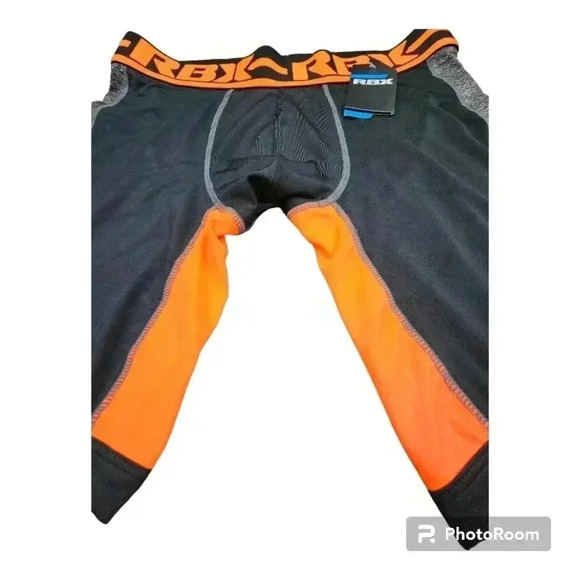 RBX Boxer Briefs black/ orange 9" inseam NWT Medium, Large or XL - Picture 3 of 6